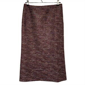 LAFAYETTE 148 NEW YORK Tweed Midi Pencil Skirt - Women's 2 - brown, purple - EUC